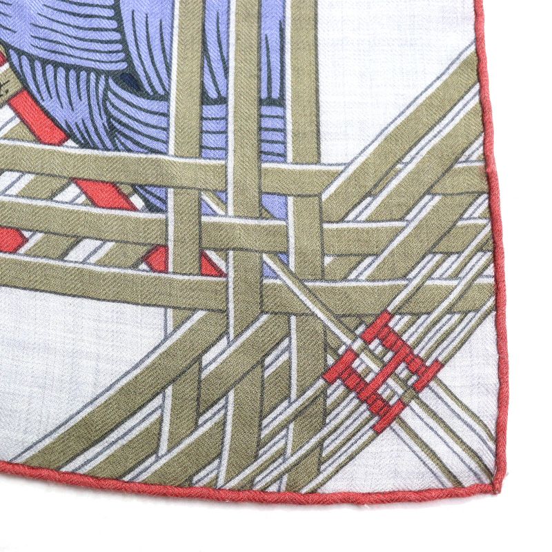 Hermes Triangle Jean Massin & Massin Cashmere Silk Blue Lavande / Miel / Gris