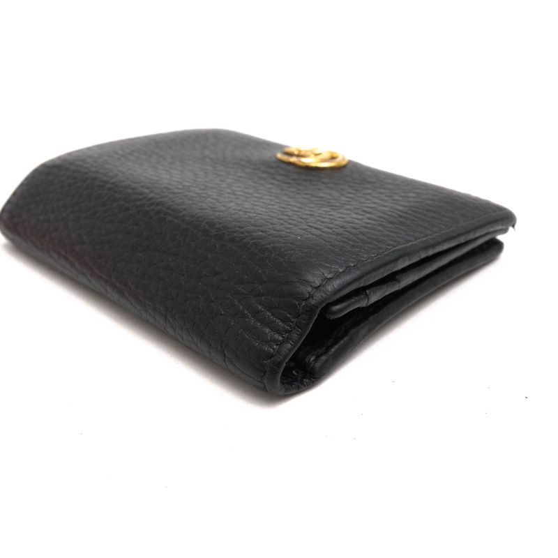 Gucci Wallet Ladies Women Leather Genuine Black 456126 Black Leather Card Case