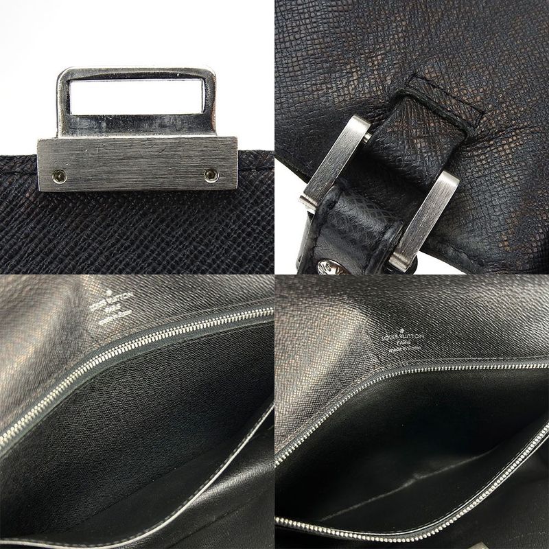 Louis Vuitton Second Bag Clutch Selenga M30782 Taiga Leather Ardoise Black