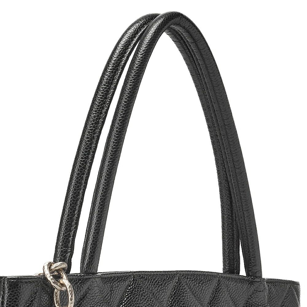 Chanel Matelasse Reprint Tote Caviar Skin Black With Silver Hardware Women's