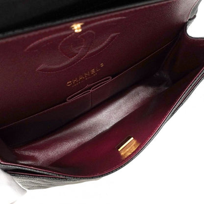 Chanel Shoulder Bag Matelasse Caviar Skin Black Chien Pan Gold Hardware Women