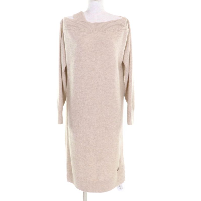 Hermes 24AW 4h2541d1 100% Cashmere Asymmetrical Long Sleeve Knit Dress With