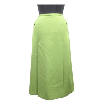 Good Christian DIOR Flared Tuck Pleated Skirt Bottoms Vintage S Green Women Used