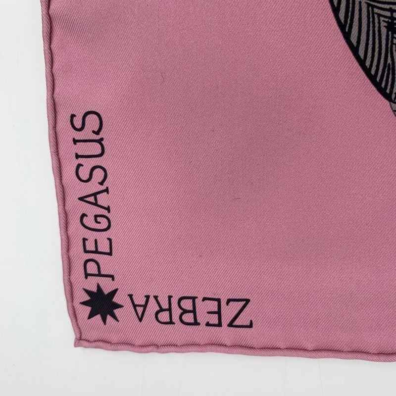 Hermes Carre 90 Zebra Pegasus Pink Scarf 100% Silk With Box