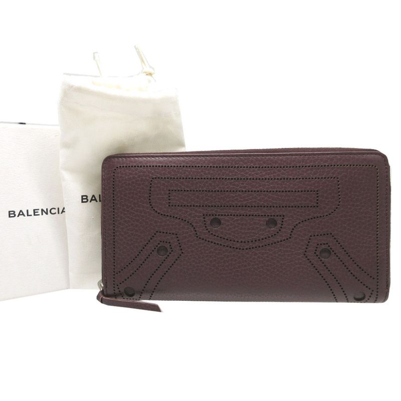 Balenciaga Blackout 443521 Leather Brown Round Zipper Long Wallet 1308 Balenciag