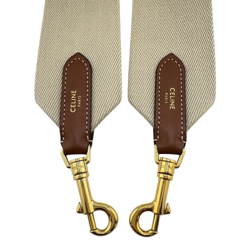 Celine Logo Strap Branded Cell Phone Cell Phone Shoulder Neck Beige Women