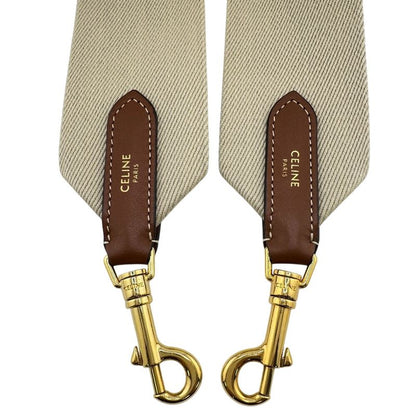 Celine Logo Strap Branded Cell Phone Cell Phone Shoulder Neck Beige Women