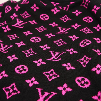 Louis Vuitton Cashmere Knit Size S Black And Pink Monogram Pattern On Back