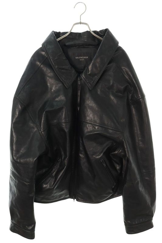 Balenciaga 790239 Tqs08 Off Shoulder Leather Jacket Men's M