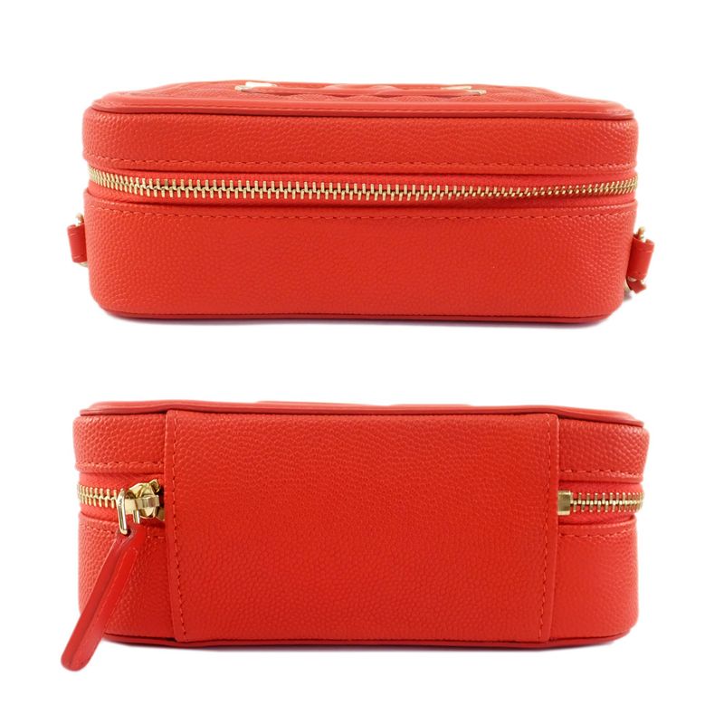 Chanel CC Filigree-mini Chain Shoulder Bag Red Caviar Skin Coco Mark
