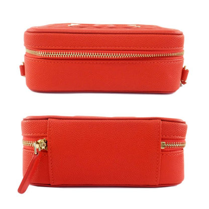 Chanel CC Filigree-mini Chain Shoulder Bag Red Caviar Skin Coco Mark