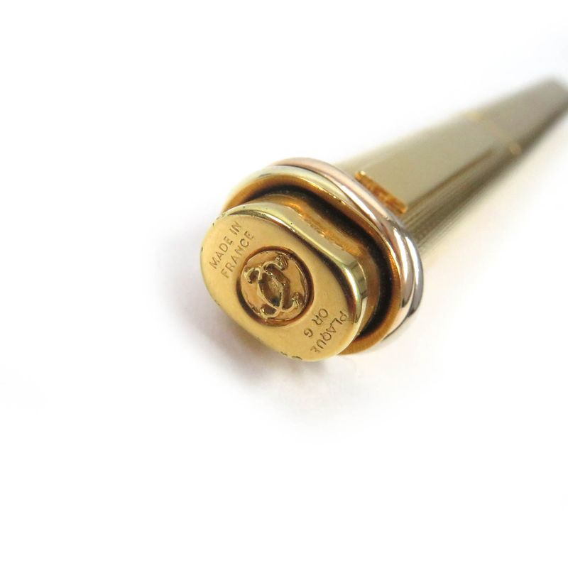 Cartier Vintage Trinity Allover Cap Ballpoint Pen Gold With Case Made In France