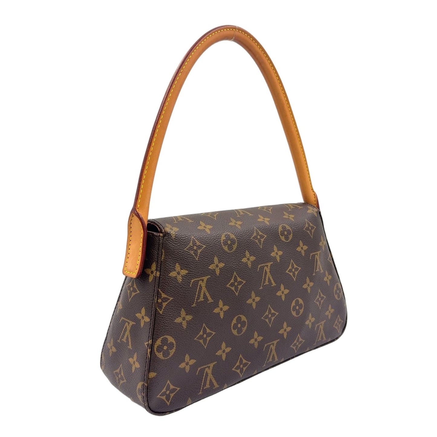 Louis Vuitton Mini Looping Monogram Shoulder Leather Brown Light Handbag Gold — view 2