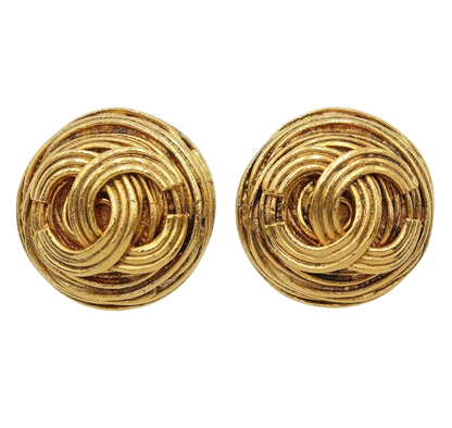 Chanel Coco Mark Round Earrings