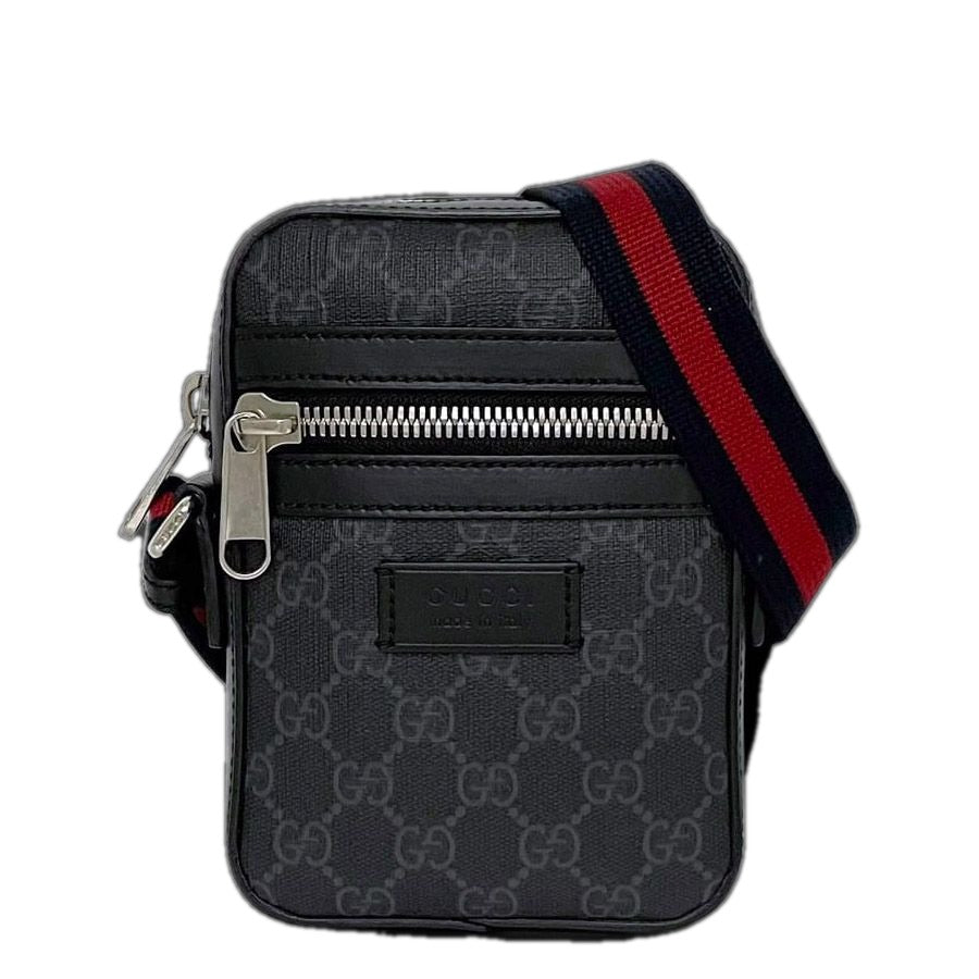 Gucci Shoulder Bag Gray Black GG Supreme