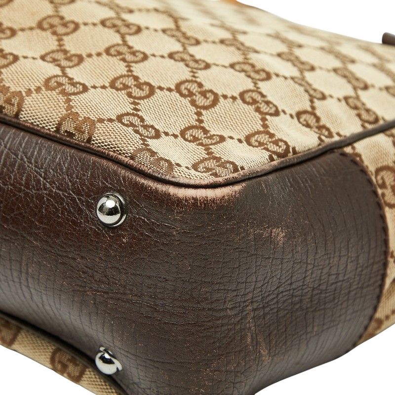 Gucci GG Canvas Bamboo Shoulder Bag Tote Bag 112530 Brown Canvas Leather Ladies