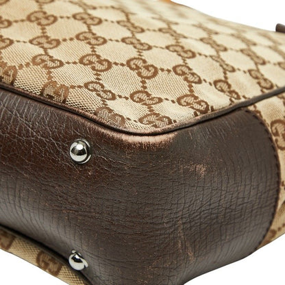 Gucci GG Canvas Bamboo Shoulder Bag Tote Bag 112530 Brown Canvas Leather Ladies