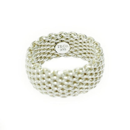 Tiffany & Co Silver Somerset Mesh Ring 8.6g 925 Engraved 412133 Ring