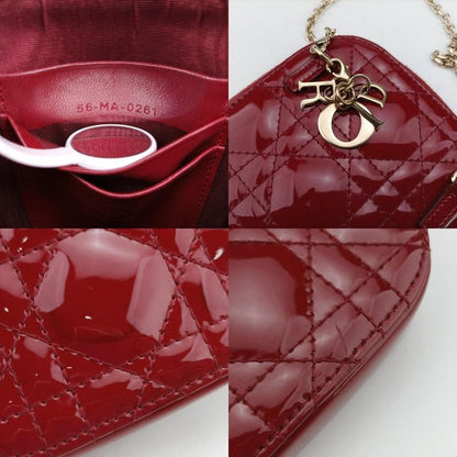 Christian Diorchristian Dior Lady Dior Cannage Phone Holder Red Patent 56-ma-026
