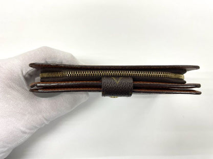 Louis Vuitton Monogram Porte Papier Zip Snap Closure Fold Wallet M61207 Brown