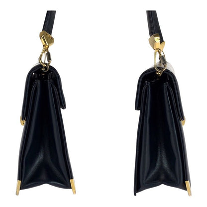 DIOR Vintage Black Gold Hardware Leather Shoulder Bag Pochette Women 505161