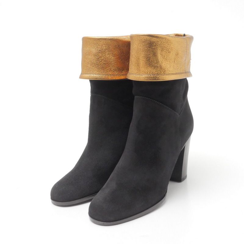 Chanel Boots Size 37C Middle Boots CC Logo Coco Mark Shoes Made In Italy