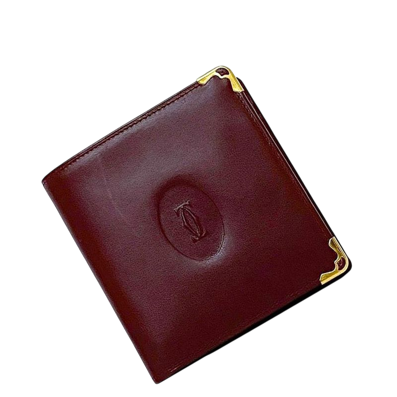 Cartier Bifold Wallet Bordeaux Must Excellent Condition Preowned Leather