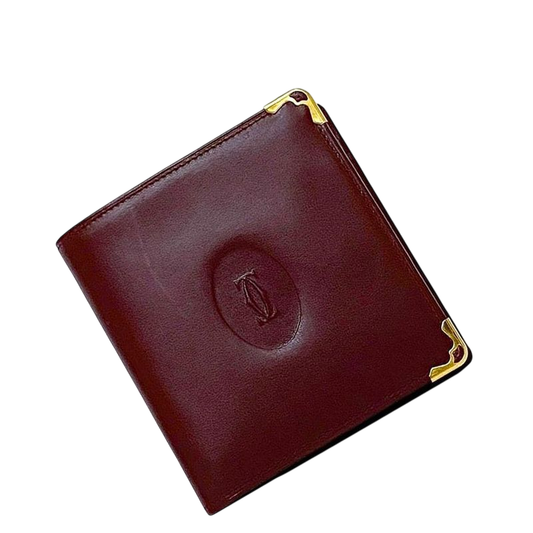 Cartier Bifold Wallet Bordeaux Must Excellent Condition Preowned Leather