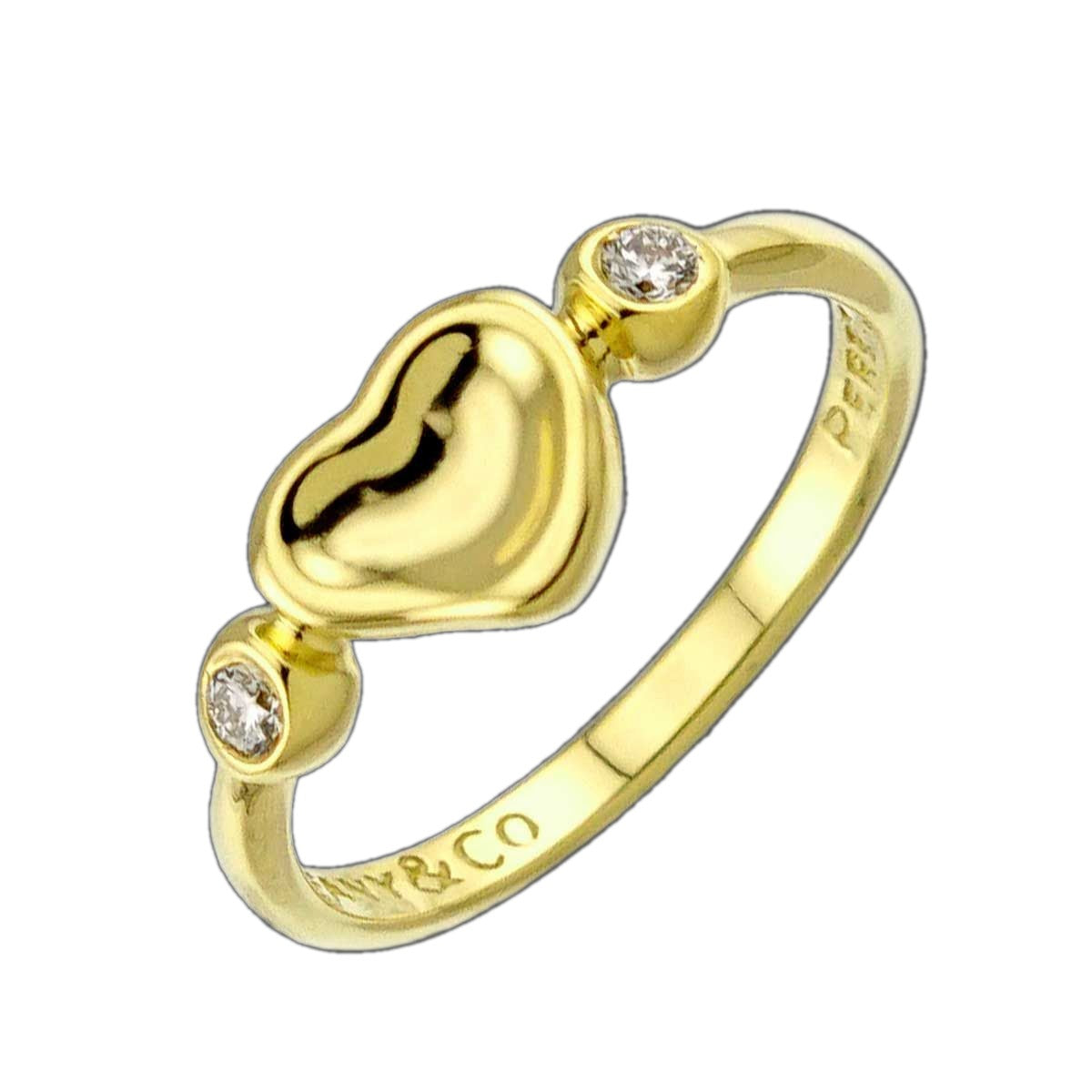 Tiffany & Co Full Heart Ring Diamond 18k YG Yellow Gold 750 Open