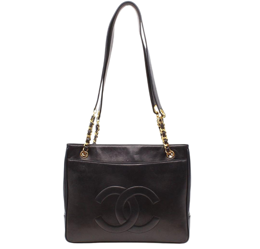 Chanel Coco Mark Leather Chain Shoulder Tote Bag