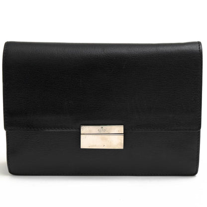 Gucci Bag Second Bag Clutch Bag Men Leather Genuine Black 03137 1669 Flap