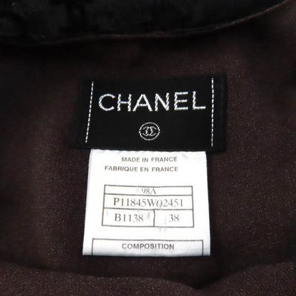 CHANEL Vintage 98A P11845 All Logo Lace Knee Length Tight Skirt Black 38 Made