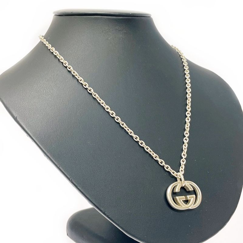 Gucci Silver Interlocking Double G Necklace 24.6g 925 Engraved 350138 Necklace