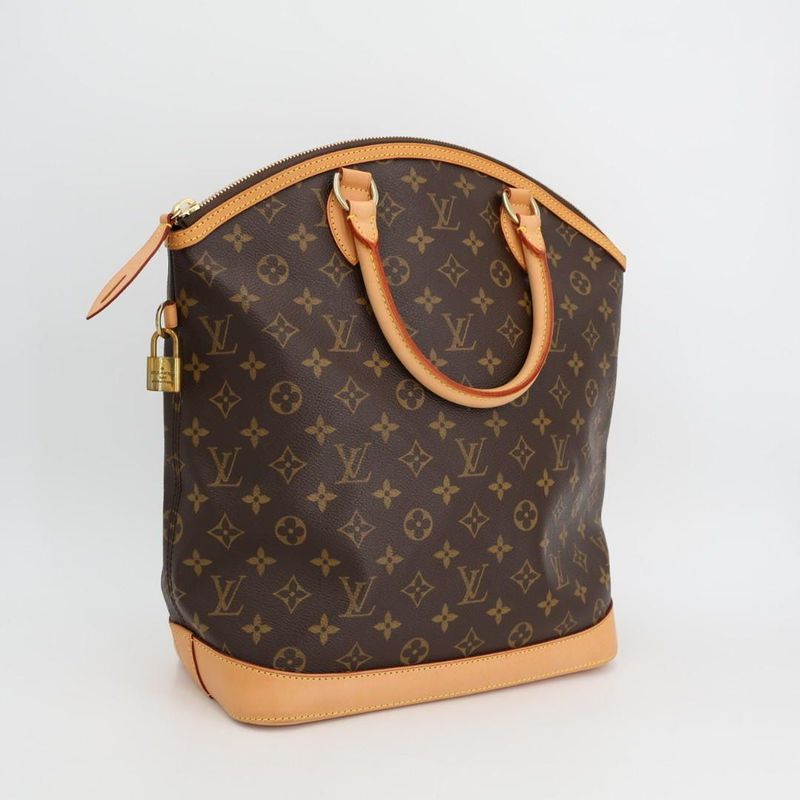 Louis Vuitton Monogram Lock It MM Handbag Tote Bag M40606 Brown PVC Leather