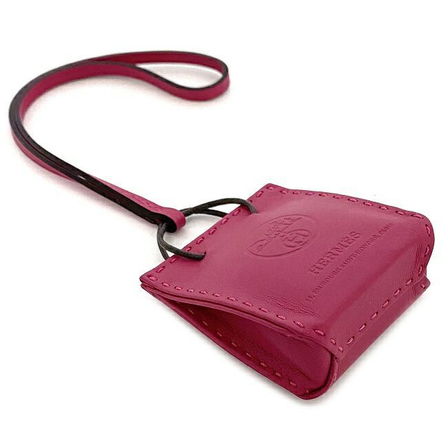 Hermes Charm Sac Orange Pink Rose Mexico Excellent Condition Leather