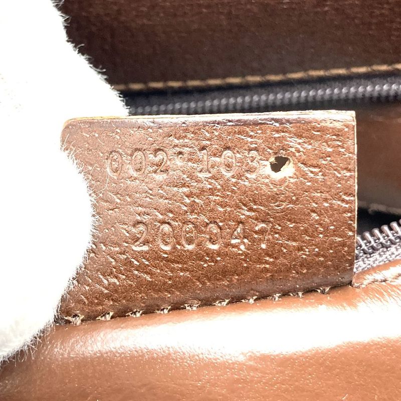 Gucci 002103 Handbag Shoulder Bag Business Bag Leather Brown