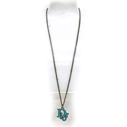 Christian Dior Long Necklace Silver Light Blue