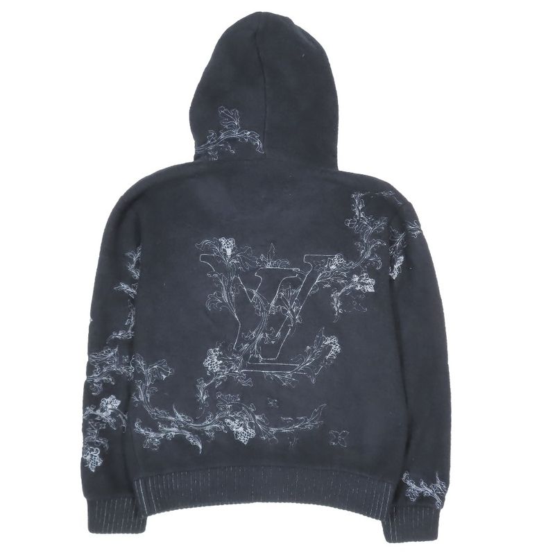 20aw Louis Vuitton Flower Embroidery Wool Zip Up Hoodie Jacket Outerwear Dark
