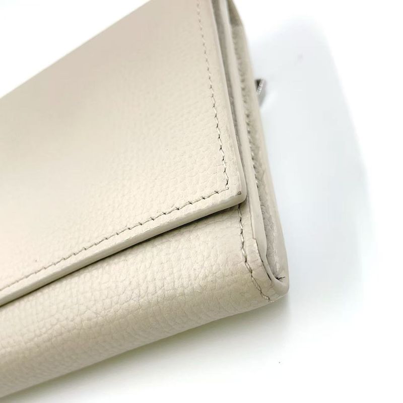 Loewe Bifold Long Wallet Anagram Continental Wallet Leather Beige Wallet Silver