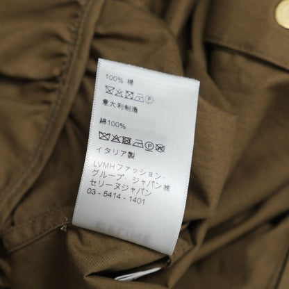 Celine Cotton Twill Safari Dress Size 34 Sulky Logo Gold Button Belted Ribbon