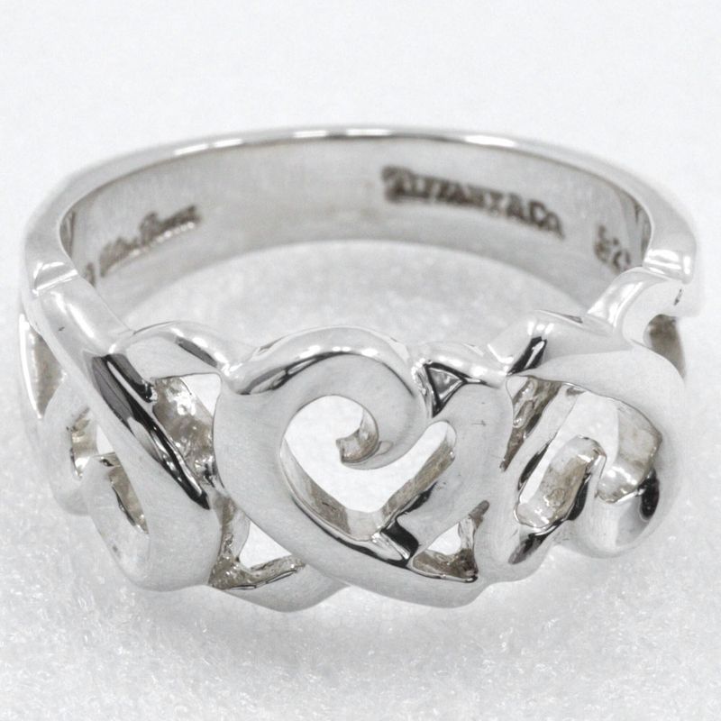Tiffany & Co Triple Rubbing Heart Paloma Picasso Silver 925 Size 11.5 Ladies