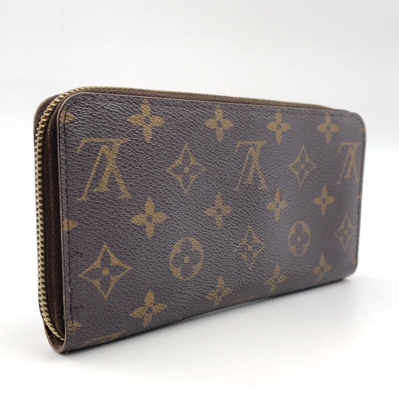 Louis Vuitton Zippy Wallet Monogram PVC Brown Round Zipper Long Wallet Gold