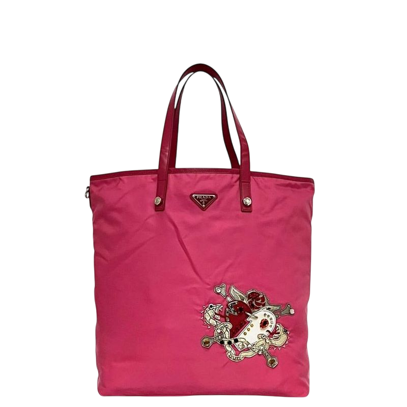 Prada Tote Bag Pink Tessuto B4605c Excellent Condition Nylon
