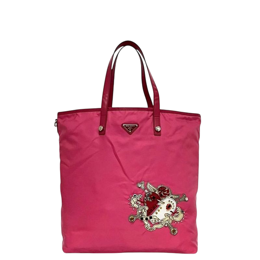 Prada Tote Bag Pink Tessuto B4605c Excellent Condition Nylon