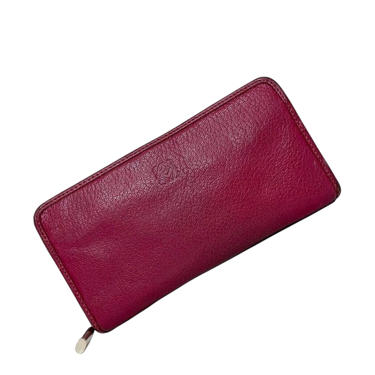 Loewe Round Zipper Long Wallet Pink Amazona Wallet Leather Preowned