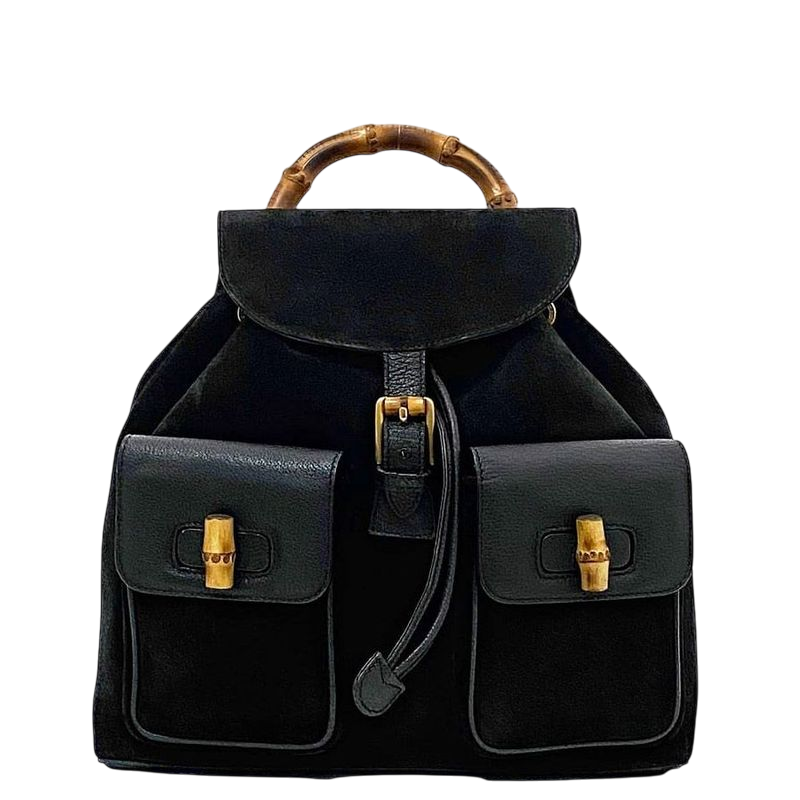 Gucci Backpack Black Bamboo 003 2058 0016 Excellent Condition