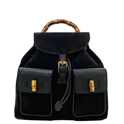 Gucci Backpack Black Bamboo 003 2058 0016 Excellent Condition