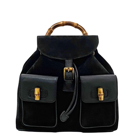 Gucci Backpack Black Bamboo 003 2058 0016 Excellent Condition