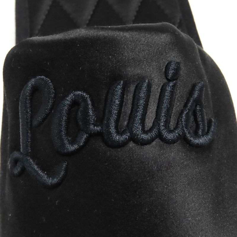 Louis Vuitton LV Sweet Line Logo Embroidery Satin Slippers Room Shoes Black