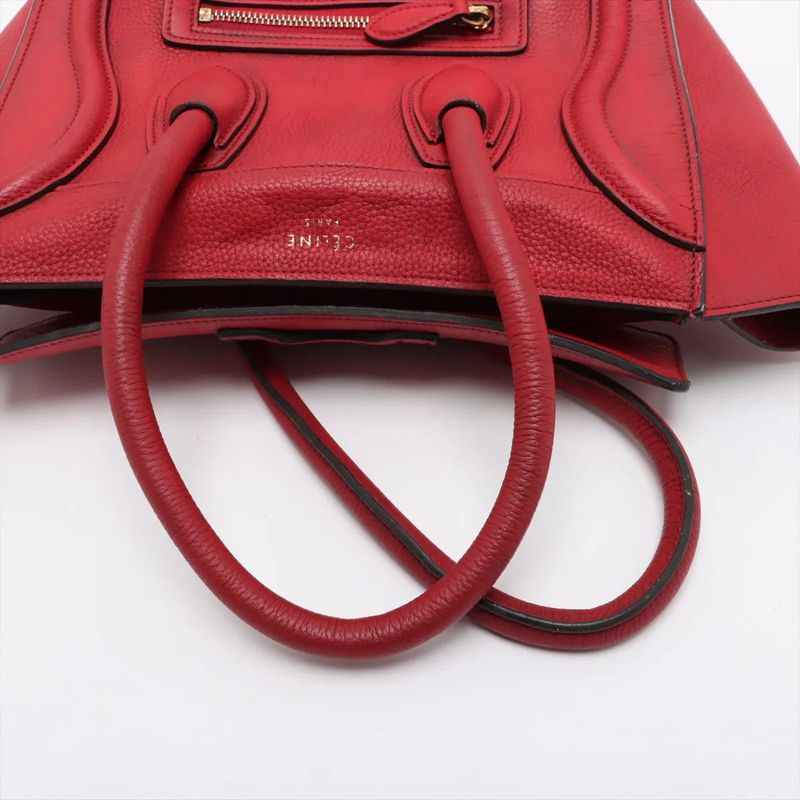 Celine Luggage Micro Shopper Leather Handbag Tote Women's EEE Cw67-1